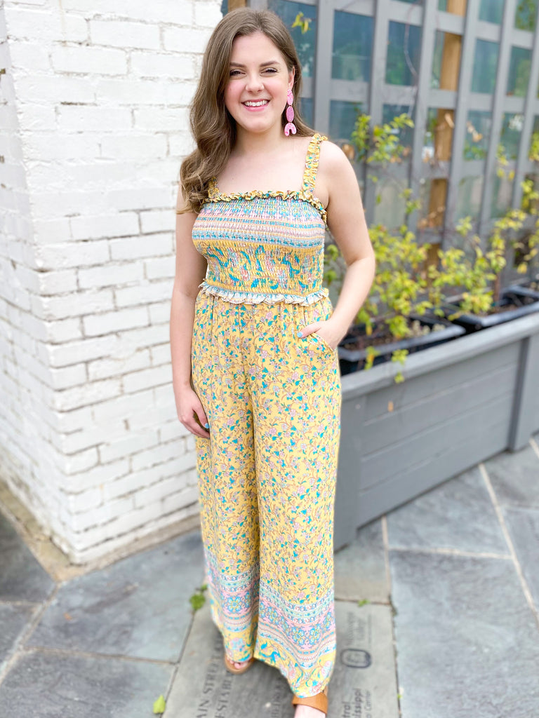 Headed To The Tropics Smocked Jumpsuit