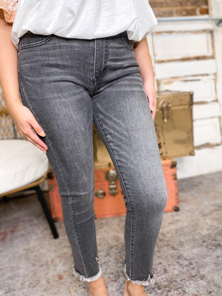 Fit For You Frayed Skinny Jeans: Dark Gray
