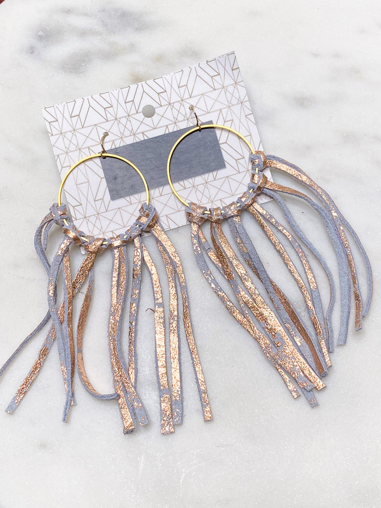 Chic'd Out Earrings: Rose Gold Fringe