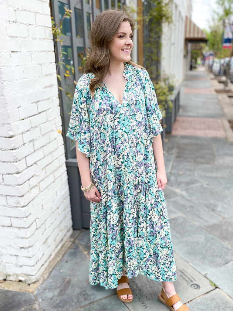 Forever Floral Maxi Dress: Green