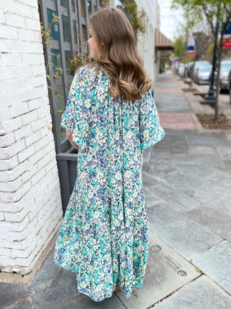 Forever Floral Maxi Dress: Green