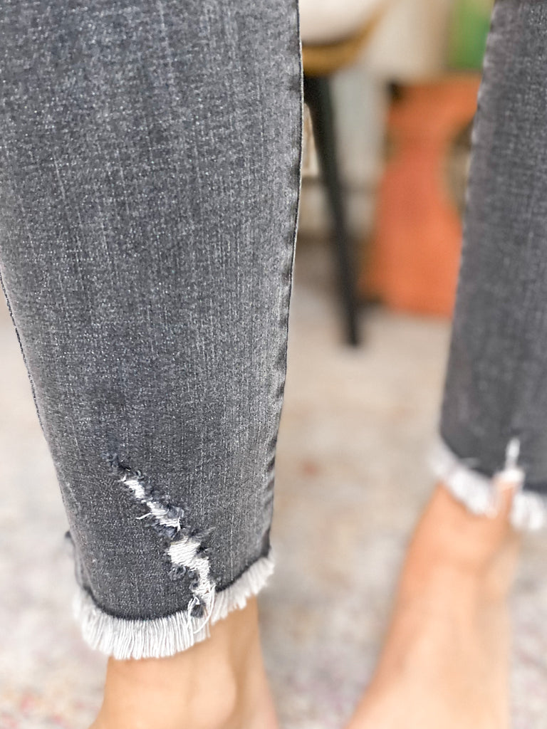 Fit For You Frayed Skinny Jeans: Dark Gray